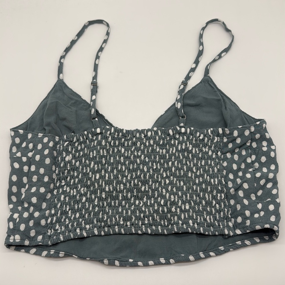Abercrombie & Fitch Fitted Blue & White Polka Dot Crop Tank Top Size Medium - Picture 3 of 5